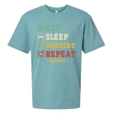 Eat Sleep Nursing School Repeat Funny School Nurse Gift Sueded Cloud Jersey T-Shirt