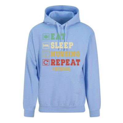 Eat Sleep Nursing School Repeat Funny School Nurse Gift Unisex Surf Hoodie