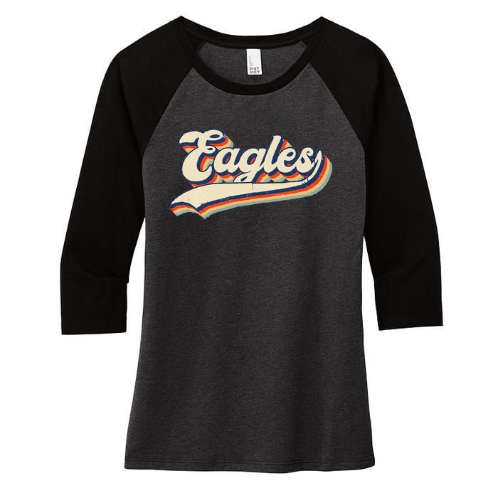 Eagles Sports Name Vintage Women's Tri-Blend 3/4-Sleeve Raglan Shirt