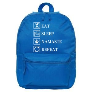 Eat Sleep Namaste Repeat Funny Yoga Gym Workout Meditation Funny Gift 16 in Basic Backpack