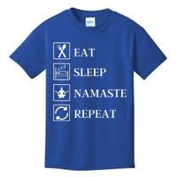 Eat Sleep Namaste Repeat Funny Yoga Gym Workout Meditation Funny Gift Kids T-Shirt