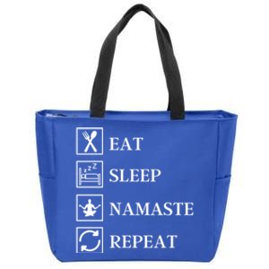 Eat Sleep Namaste Repeat Funny Yoga Gym Workout Meditation Funny Gift Zip Tote Bag