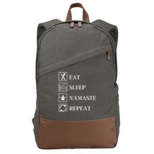 Eat Sleep Namaste Repeat Funny Yoga Gym Workout Meditation Funny Gift Cotton Canvas Backpack