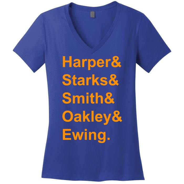 Ewing Starks Oakley Smith Harper Team Funny Name Basketball Fan Women's V-Neck T-Shirt