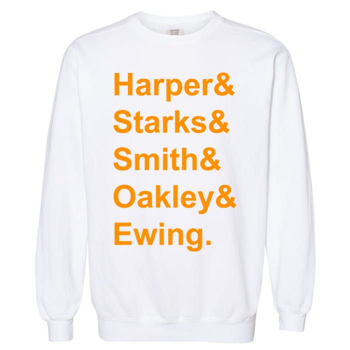 Ewing Starks Oakley Smith Harper Team Funny Name Basketball Fan Garment-Dyed Sweatshirt