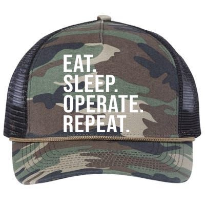 Eat Sleep Operate Repeat Scrub Tech Operating Room Nurse Gift Retro Rope Trucker Hat Cap