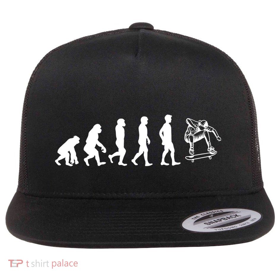 Evolution Skateboarding Ollie Fs 180 Kickflip Heelflip Gift Flat Bill Trucker Hat