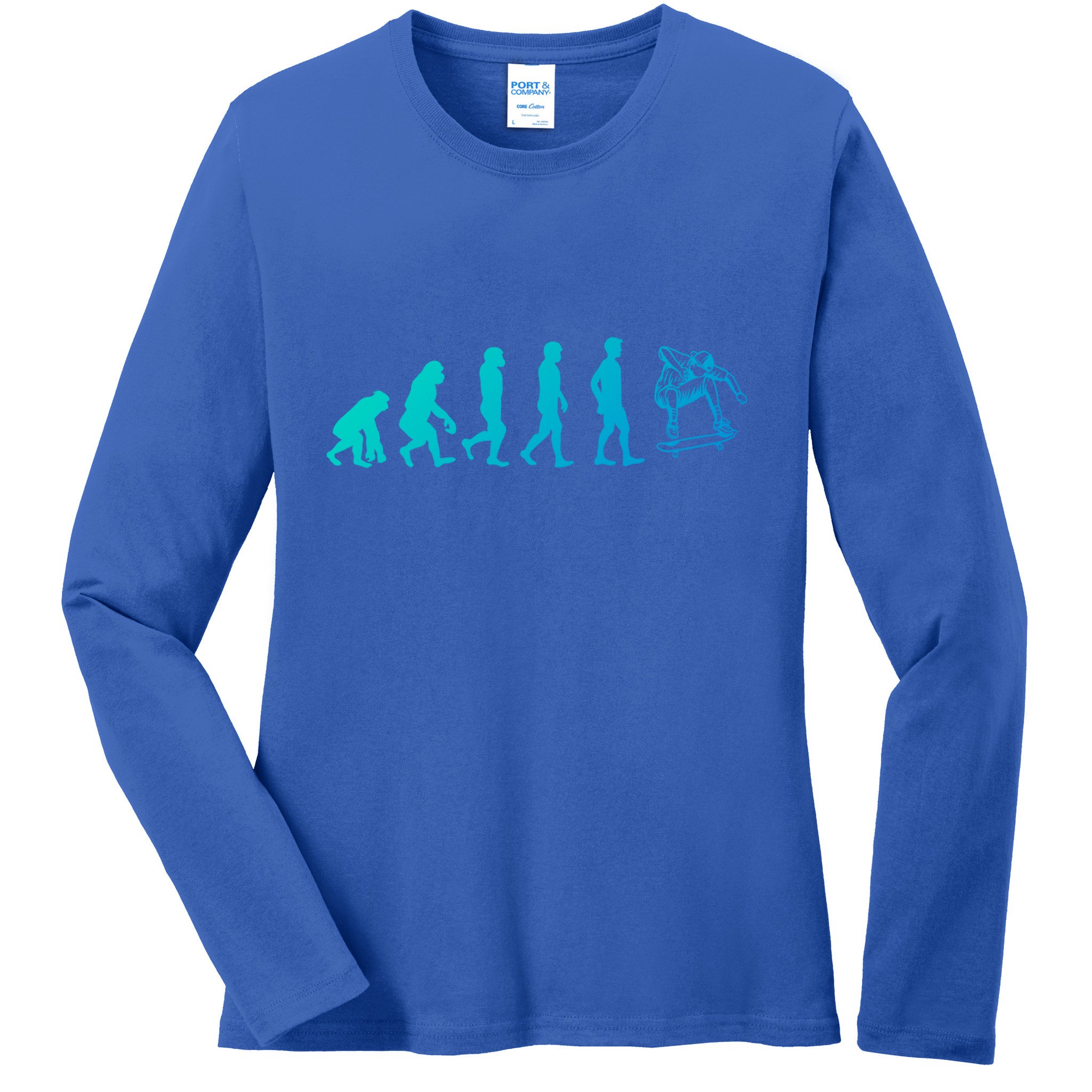 Evolution Skateboarding Ollie Fs 180 Kickflip Heelflip Gift Ladies Long Sleeve Shirt