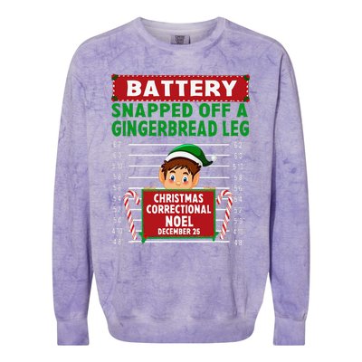 Elf Snapped Off A Gingerbread Leg North Pole Correctional Colorblast Crewneck Sweatshirt