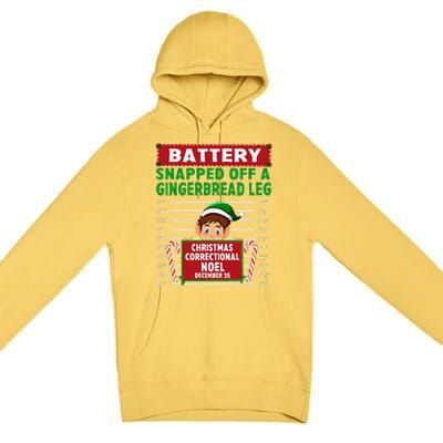 Elf Snapped Off A Gingerbread Leg North Pole Correctional Premium Pullover Hoodie