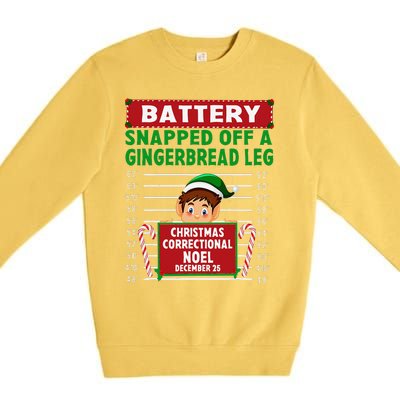 Elf Snapped Off A Gingerbread Leg North Pole Correctional Premium Crewneck Sweatshirt