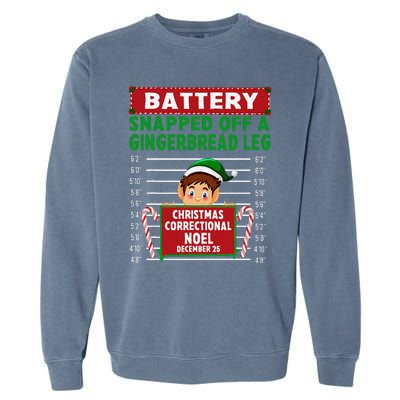 Elf Snapped Off A Gingerbread Leg North Pole Correctional Garment-Dyed Sweatshirt