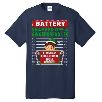 Elf Snapped Off A Gingerbread Leg North Pole Correctional Tall T-Shirt