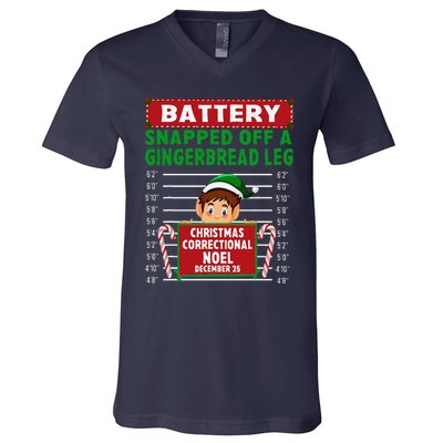 Elf Snapped Off A Gingerbread Leg North Pole Correctional V-Neck T-Shirt