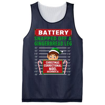 Elf Snapped Off A Gingerbread Leg North Pole Correctional Mesh Reversible Basketball Jersey Tank