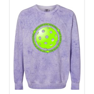 Eat Sleep Pickleball Circle | Fun Pickleball | Green Pickleball Colorblast Crewneck Sweatshirt