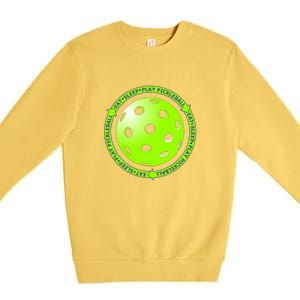 Eat Sleep Pickleball Circle | Fun Pickleball | Green Pickleball Premium Crewneck Sweatshirt