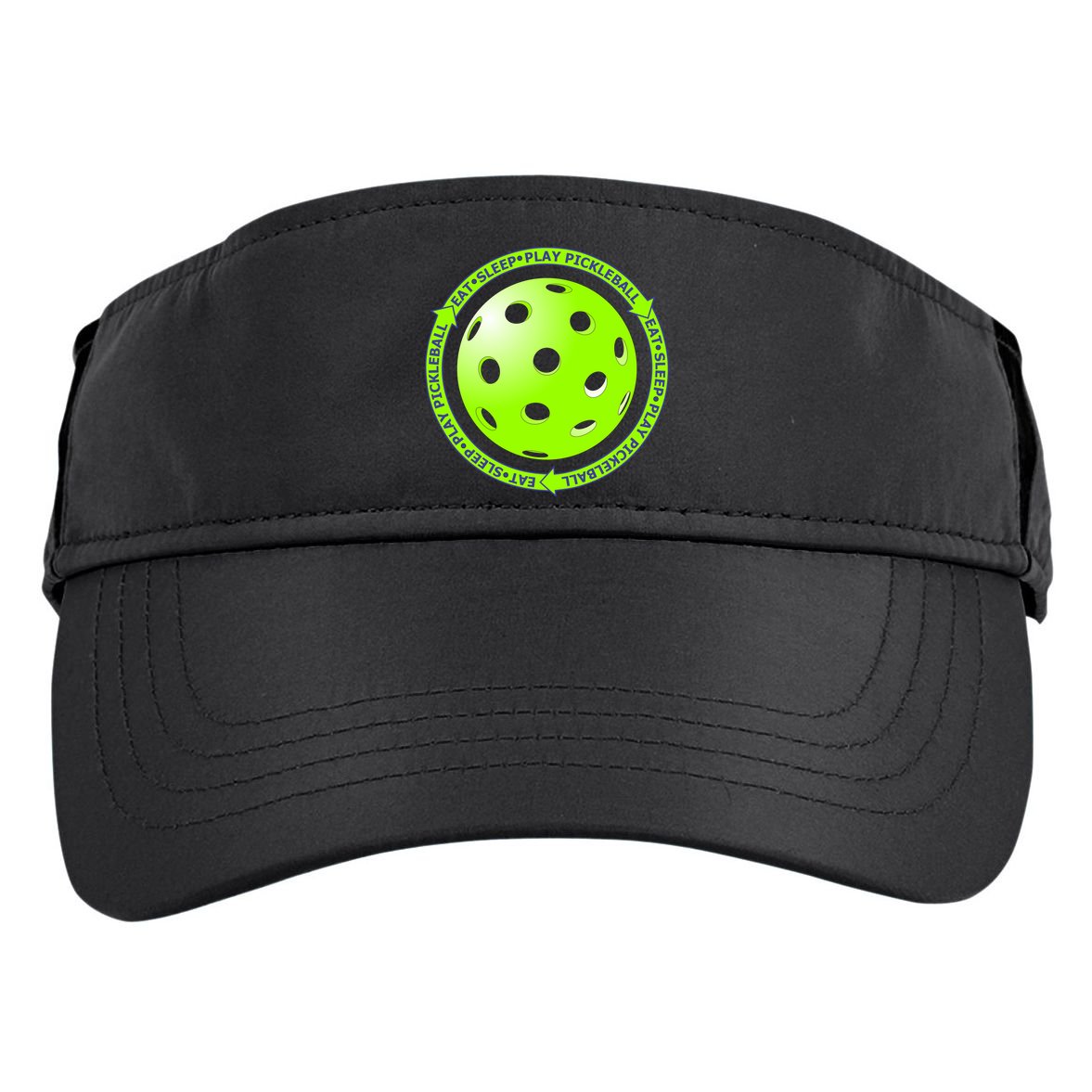 Eat Sleep Pickleball Circle | Fun Pickleball | Green Pickleball Adult Drive Performance Visor