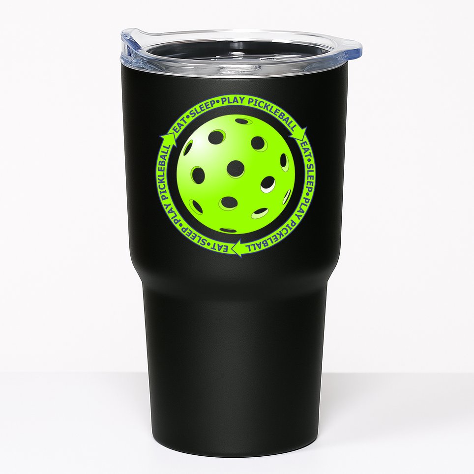 Eat Sleep Pickleball Circle | Fun Pickleball | Green Pickleball Tumbler