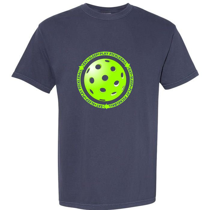 Eat Sleep Pickleball Circle | Fun Pickleball | Green Pickleball Garment-Dyed Heavyweight T-Shirt