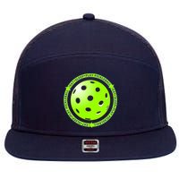 Eat Sleep Pickleball Circle | Fun Pickleball | Green Pickleball 7 Panel Mesh Trucker Snapback Hat