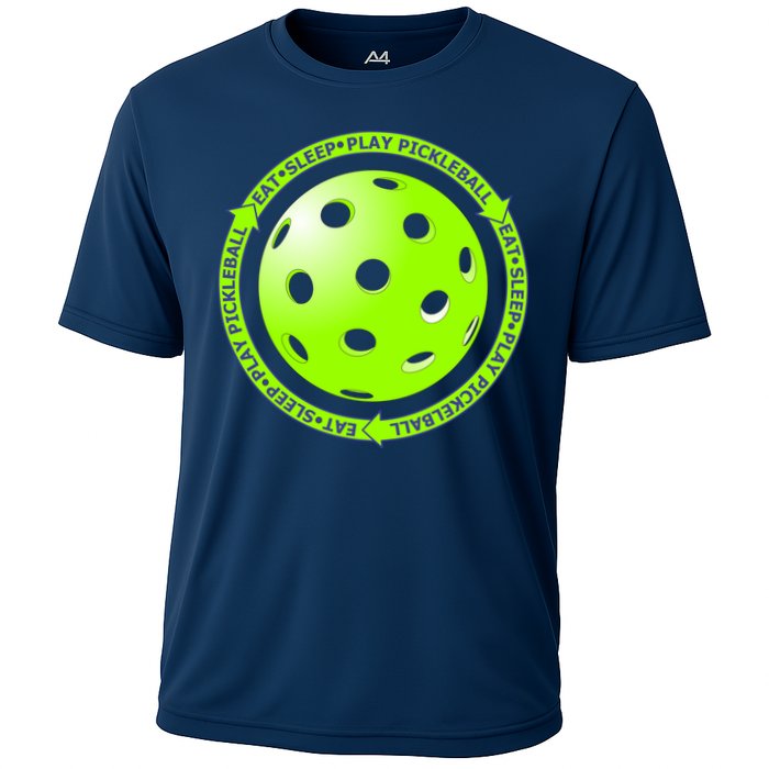 Eat Sleep Pickleball Circle | Fun Pickleball | Green Pickleball Cooling Performance Crew T-Shirt