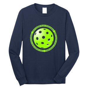 Eat Sleep Pickleball Circle | Fun Pickleball | Green Pickleball Long Sleeve Shirt