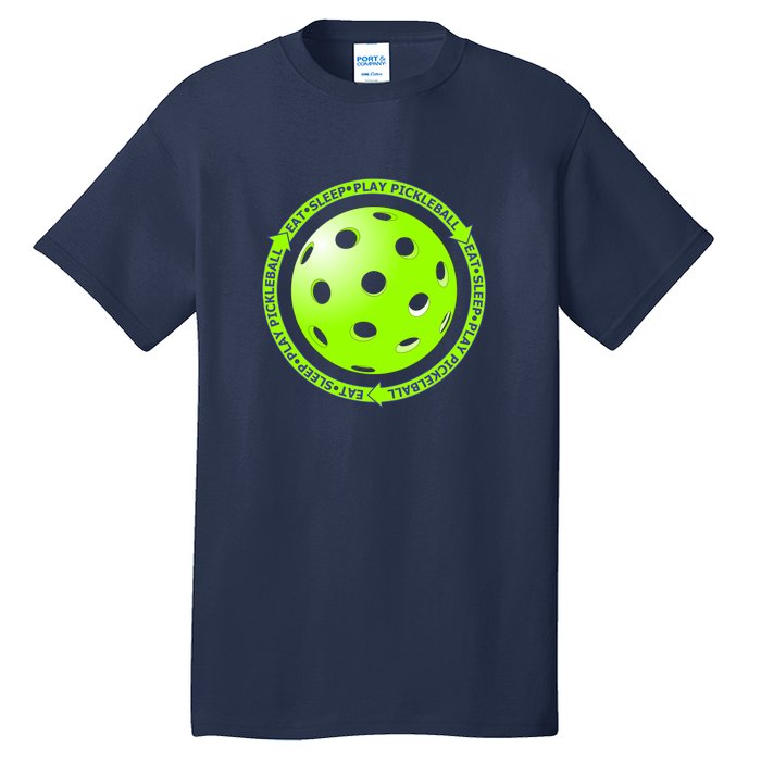 Eat Sleep Pickleball Circle | Fun Pickleball | Green Pickleball Tall T-Shirt