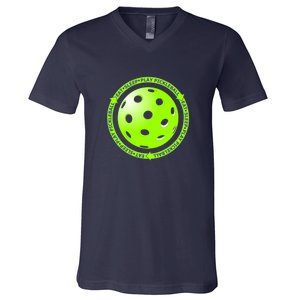 Eat Sleep Pickleball Circle | Fun Pickleball | Green Pickleball V-Neck T-Shirt