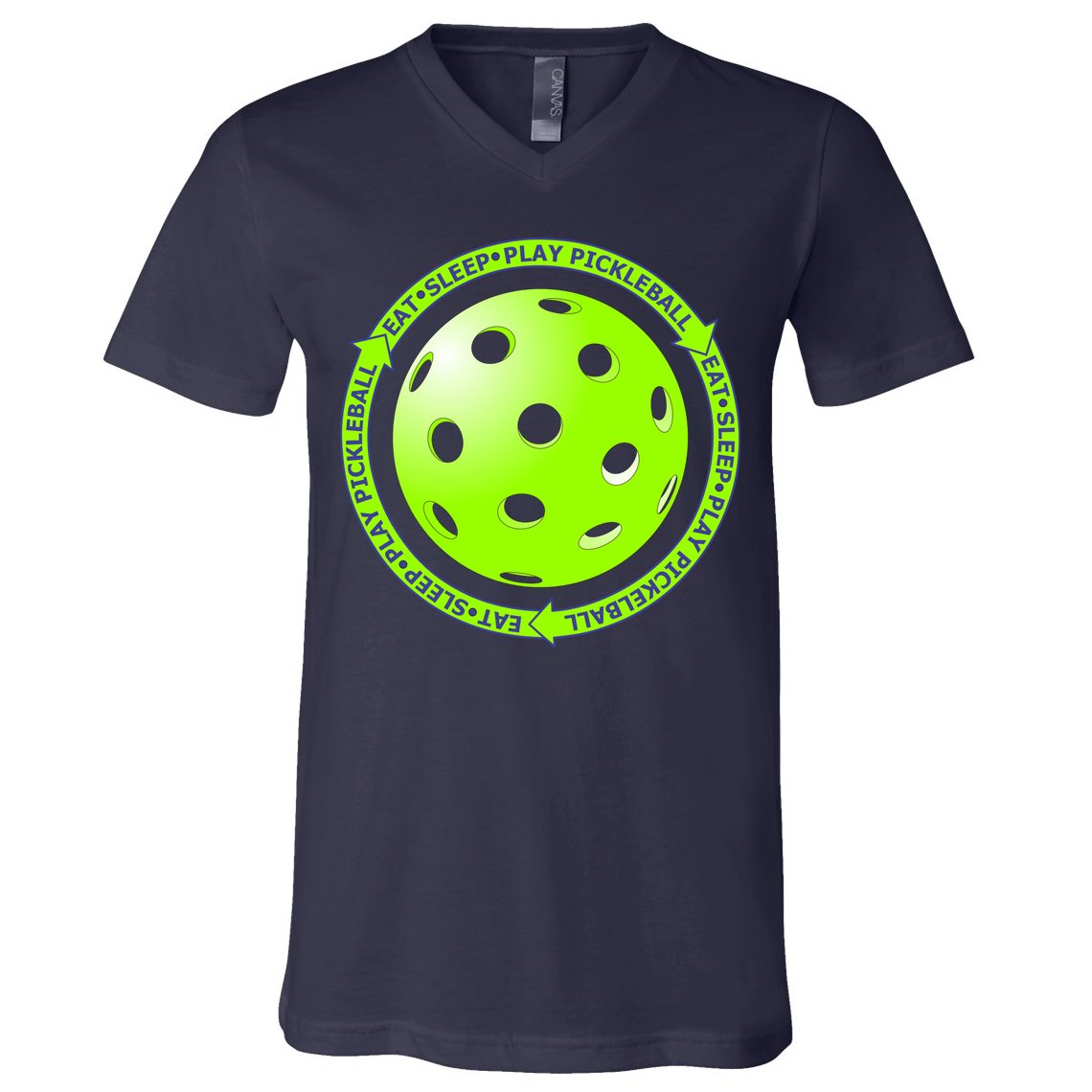 Eat Sleep Pickleball Circle | Fun Pickleball | Green Pickleball V-Neck T-Shirt