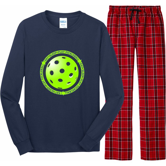 Eat Sleep Pickleball Circle | Fun Pickleball | Green Pickleball Long Sleeve Pajama Set