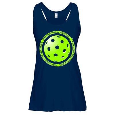 Eat Sleep Pickleball Circle | Fun Pickleball | Green Pickleball Ladies Essential Flowy Tank