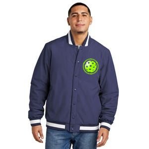 Eat Sleep Pickleball Circle | Fun Pickleball | Green Pickleball Insulated Varsity Jacket