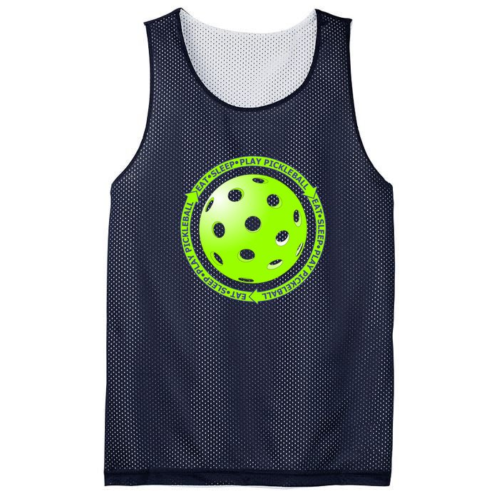 Eat Sleep Pickleball Circle | Fun Pickleball | Green Pickleball Mesh Reversible Basketball Jersey Tank