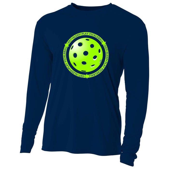 Eat Sleep Pickleball Circle | Fun Pickleball | Green Pickleball Cooling Performance Long Sleeve Crew