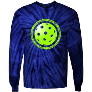 Eat Sleep Pickleball Circle | Fun Pickleball | Green Pickleball Tie-Dye Long Sleeve Shirt