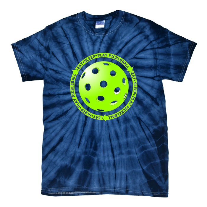 Eat Sleep Pickleball Circle | Fun Pickleball | Green Pickleball Tie-Dye T-Shirt