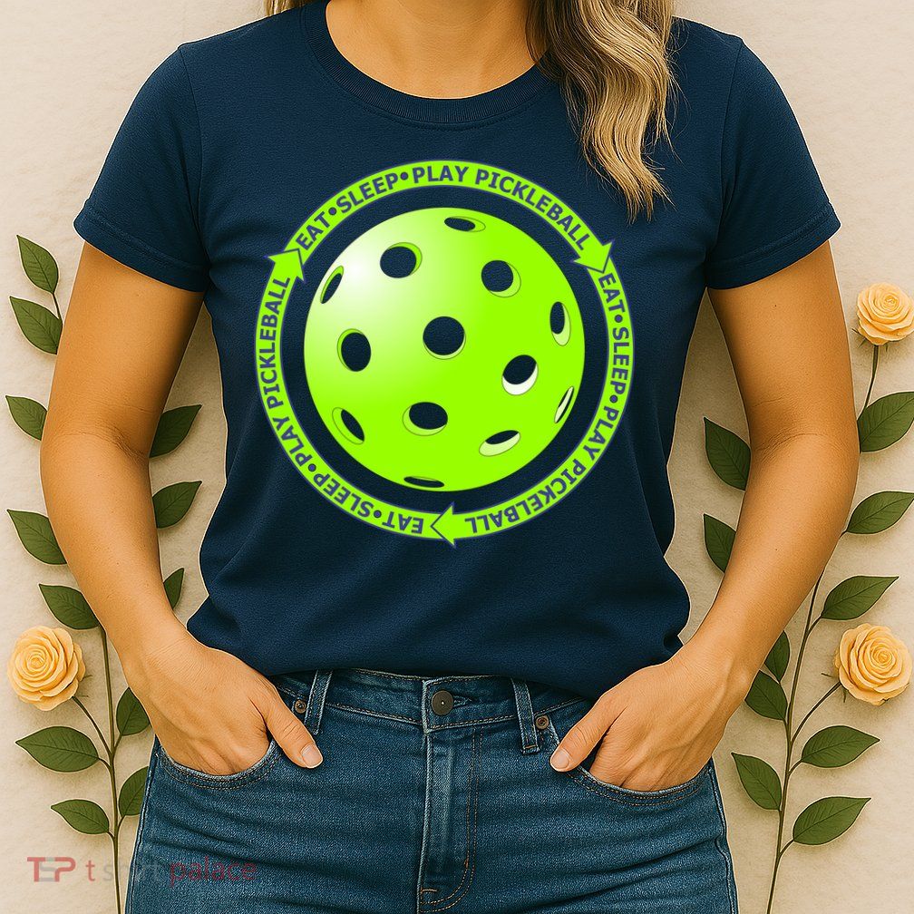 Eat Sleep Pickleball Circle | Fun Pickleball | Green Pickleball Womens T-Shirt