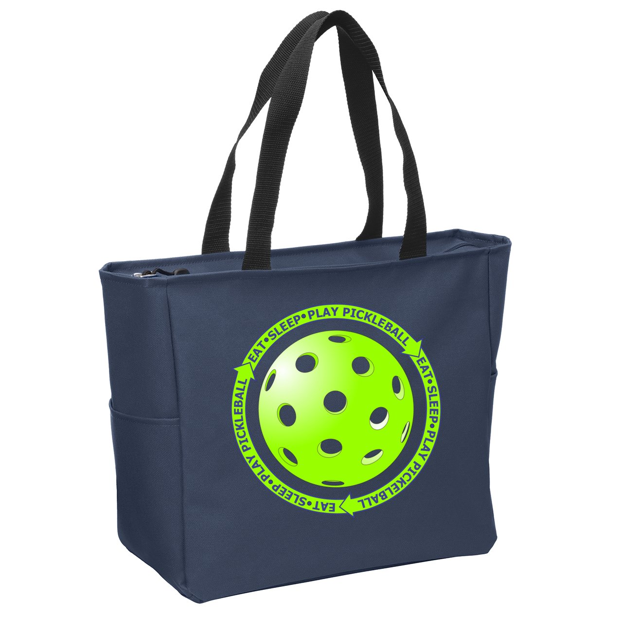 Eat Sleep Pickleball Circle | Fun Pickleball | Green Pickleball Zip Tote Bag