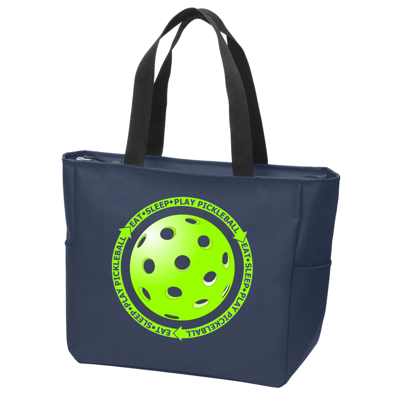 Eat Sleep Pickleball Circle | Fun Pickleball | Green Pickleball Zip Tote Bag