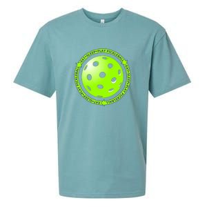 Eat Sleep Pickleball Circle | Fun Pickleball | Green Pickleball Sueded Cloud Jersey T-Shirt