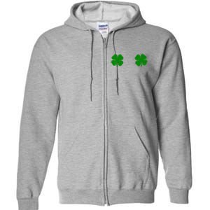 EverThreads Saint Patrick's Day FourLeaf Clover Full Zip Hoodie