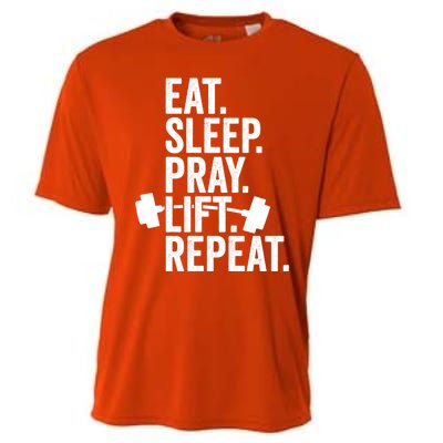 Eat Sleep Pray Lift Repeat Christian Athlete Workout Gift Cooling Performance Crew T-Shirt