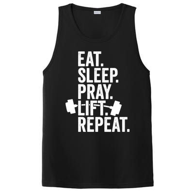 Eat Sleep Pray Lift Repeat Christian Athlete Workout Gift PosiCharge Competitor Tank