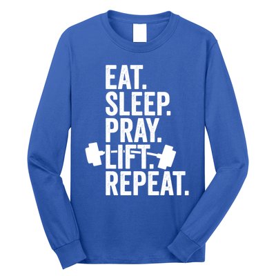 Eat Sleep Pray Lift Repeat Christian Athlete Workout Gift Long Sleeve Shirt