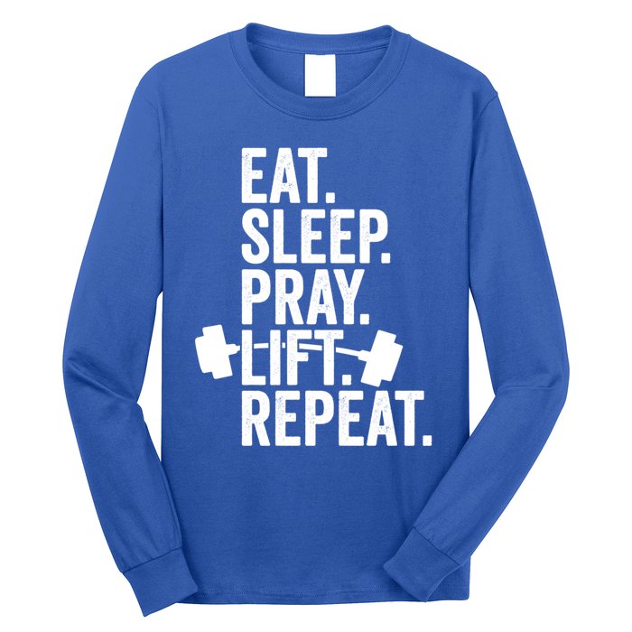 Eat Sleep Pray Lift Repeat Christian Athlete Workout Gift Long Sleeve Shirt