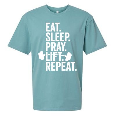 Eat Sleep Pray Lift Repeat Christian Athlete Workout Gift Sueded Cloud Jersey T-Shirt