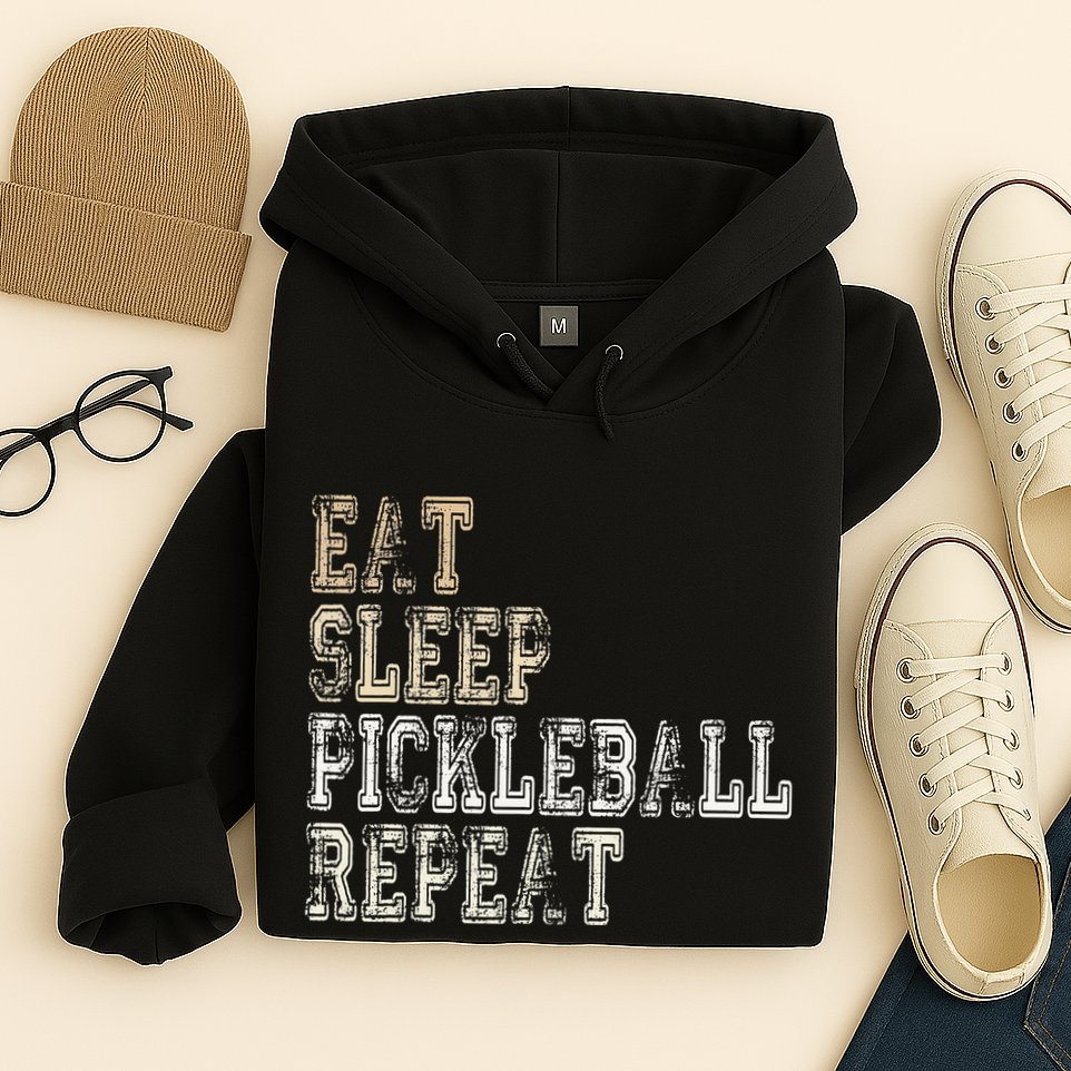 Eat Sleep Pickleball Repeat Saying Pickleball Player Hoodie