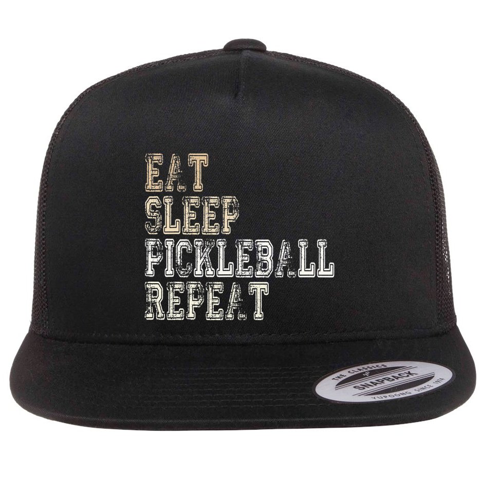 Eat Sleep Pickleball Repeat Saying Pickleball Player Flat Bill Trucker Hat