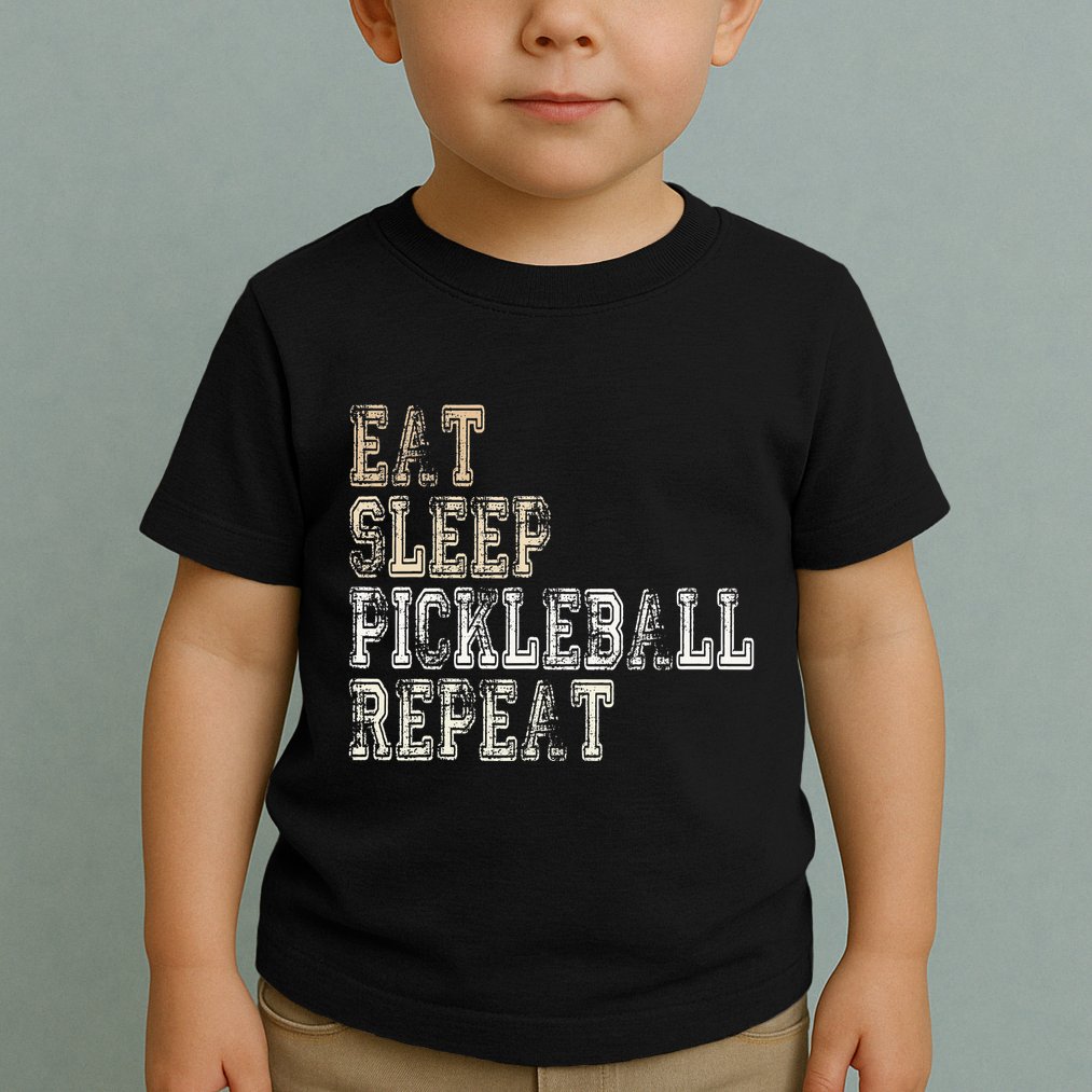 Eat Sleep Pickleball Repeat Saying Pickleball Player Toddler T-Shirt